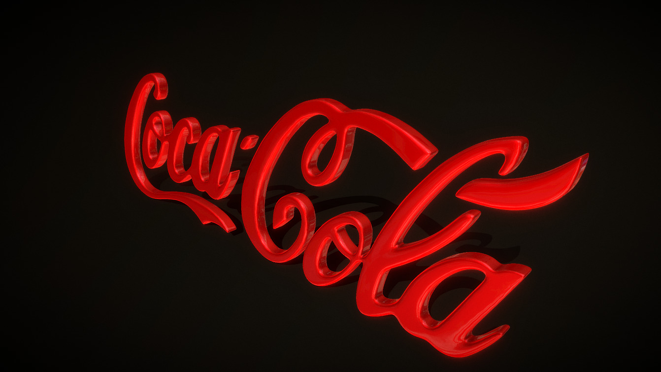 Coca Cola Logo Low-poly 3D model_1