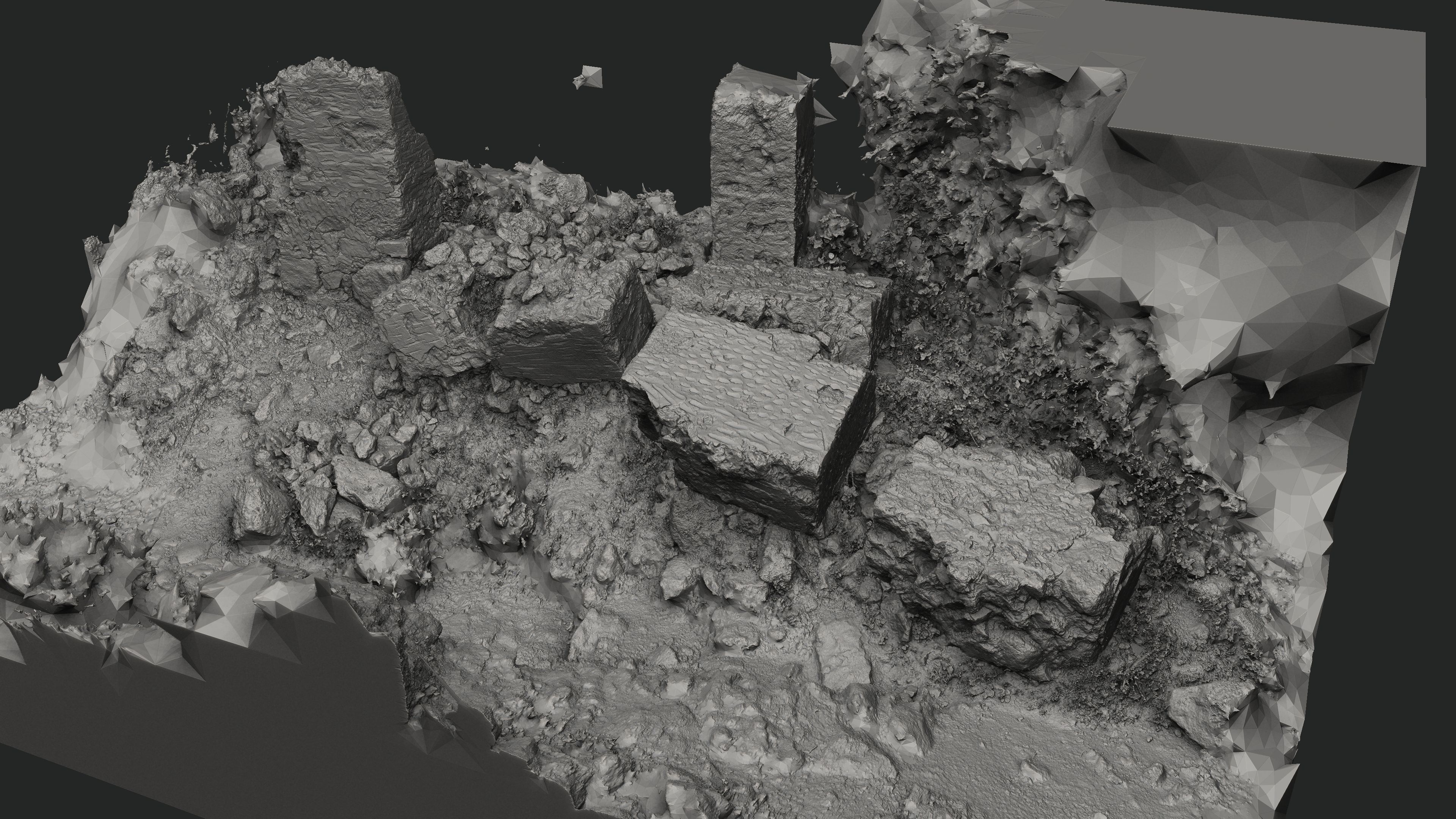 Abandoned House Ruined Part Scan - Fallen Wall Parts 3D model_23