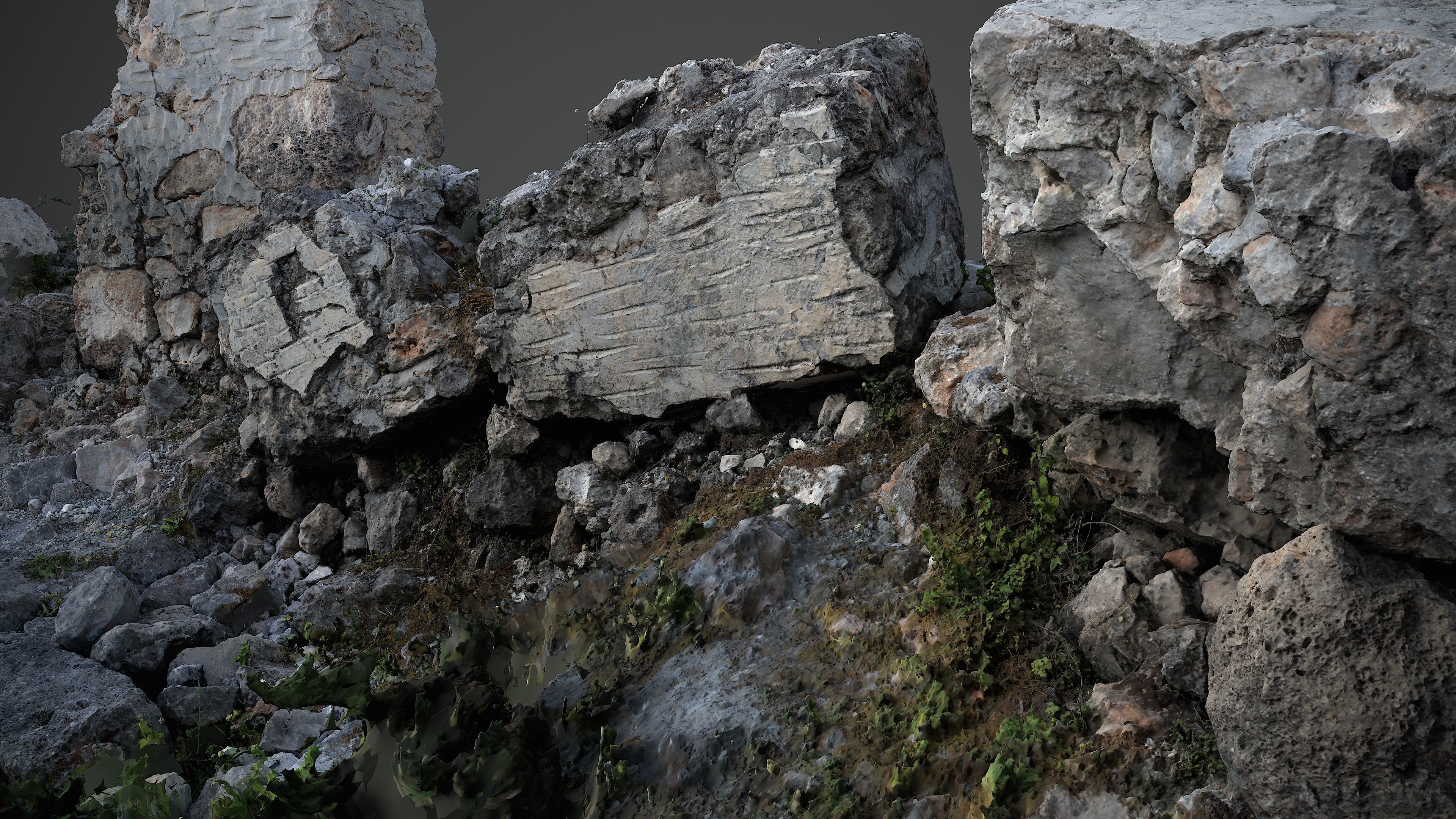 Abandoned House Ruined Part Scan - Fallen Wall Parts 3D model_3