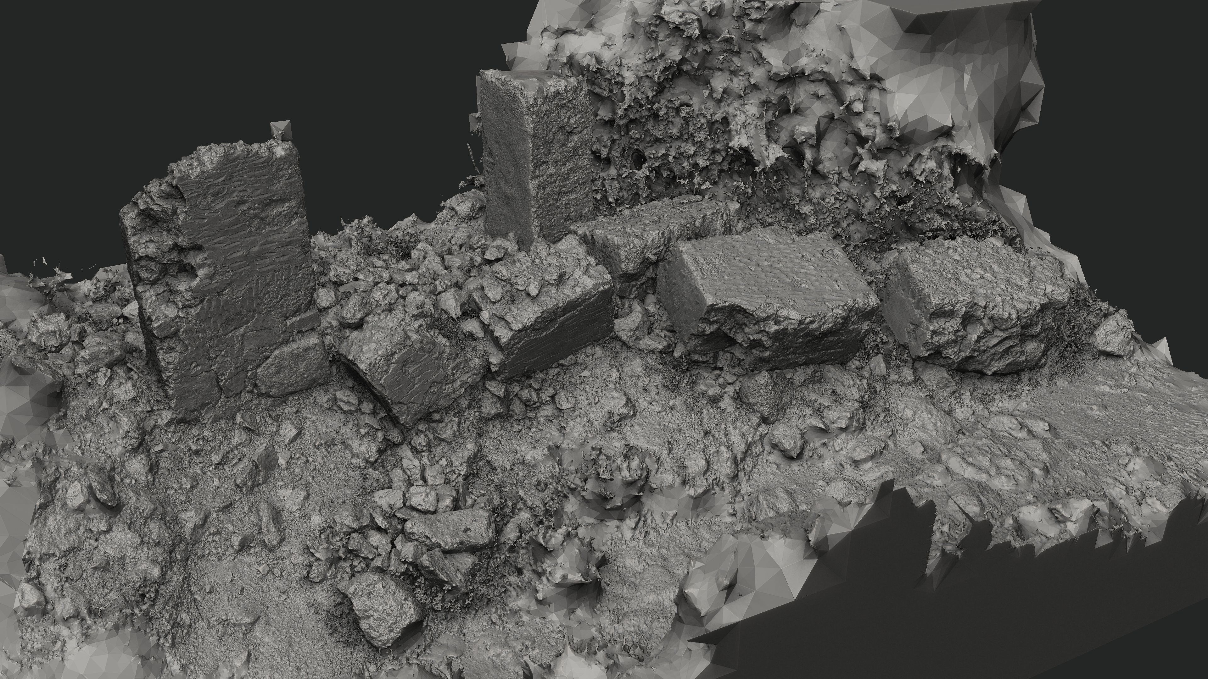 Abandoned House Ruined Part Scan - Fallen Wall Parts 3D model_22