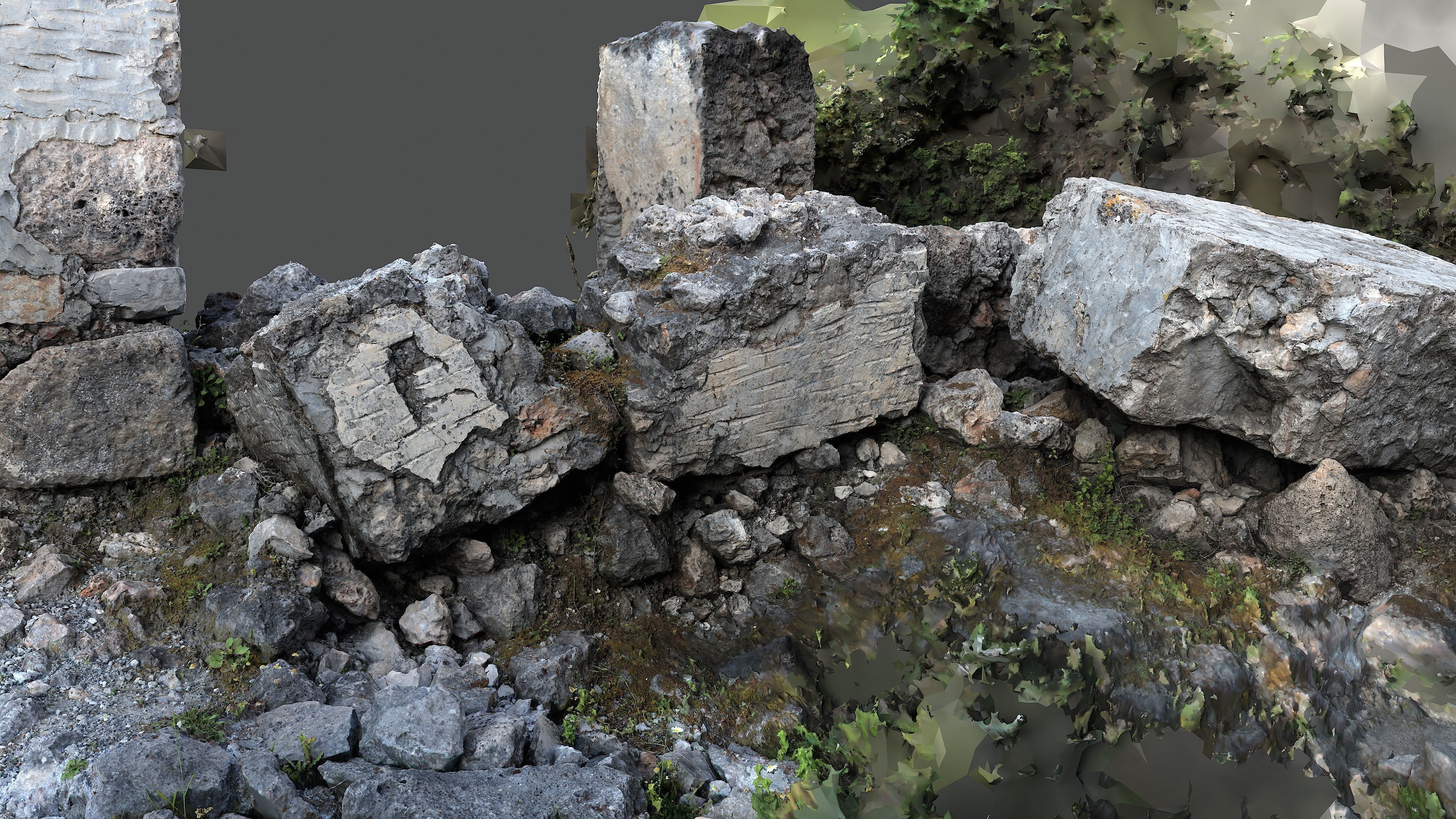 Abandoned House Ruined Part Scan - Fallen Wall Parts 3D model_2