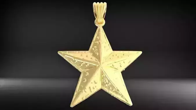  5 Five Star TEXTURED Pendant Charm Necklace Jewelry