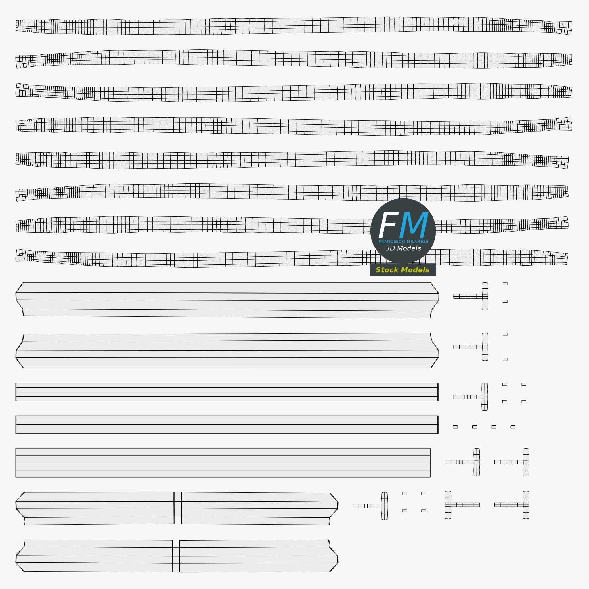 Wrought iron window grille 3D model_11