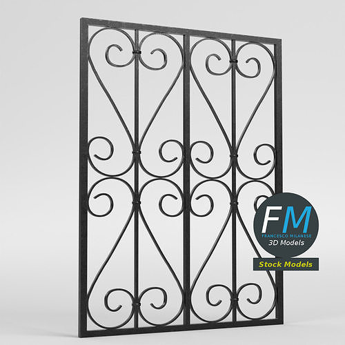 Wrought iron window grille 3D model
