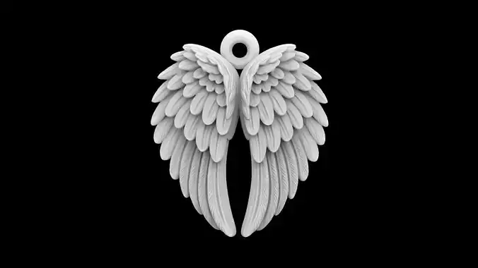 Angel Wings Charm 3D Print Jewelry Model