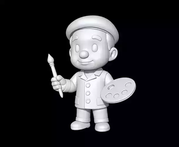 Artist Cartoon Character 3D Model Ready to Print STL 3D print model