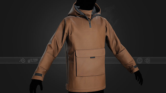 Brown Anorak Jacket  Low-poly 3D model