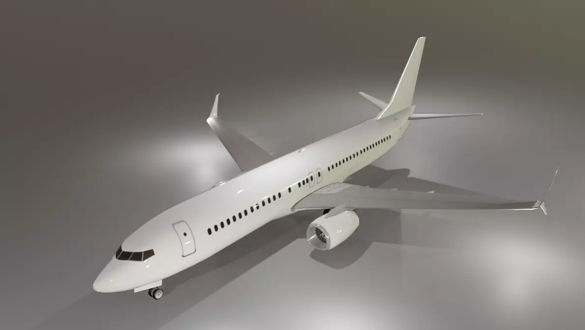Boeing 737-800 Split Scimitars low poly 3D Model with cockpit Low-poly 3D model