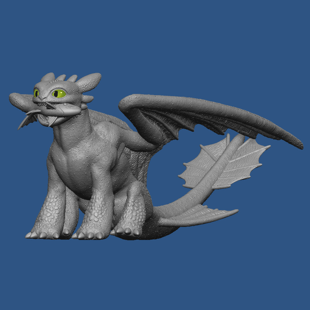 Toothless with Fish 3D print model_10