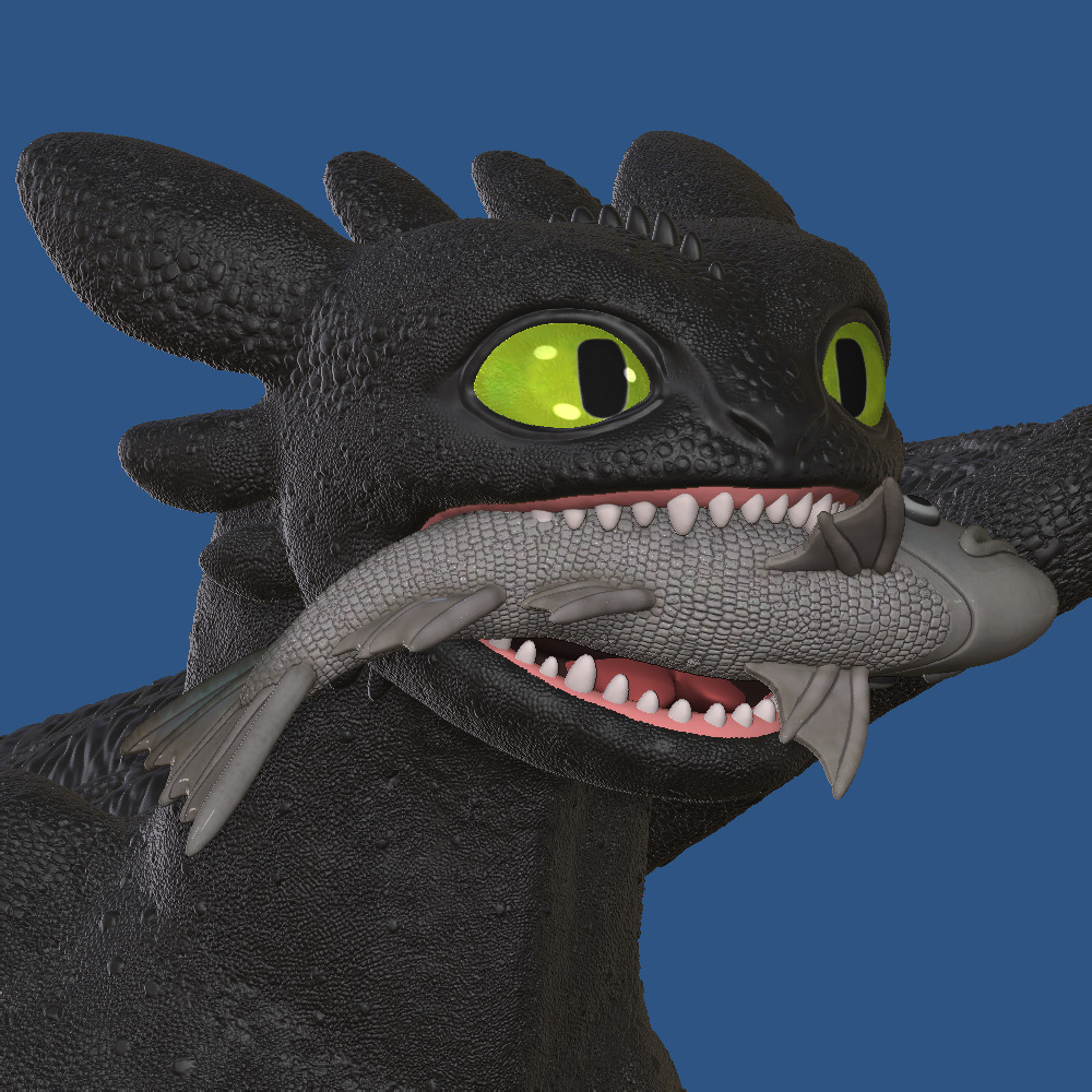 Toothless with Fish 3D print model_6