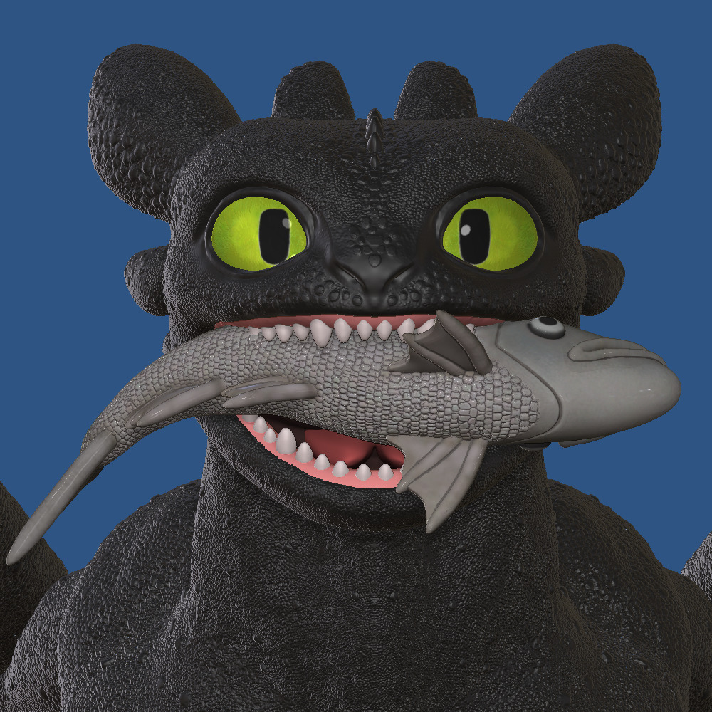 Toothless with Fish 3D print model_4