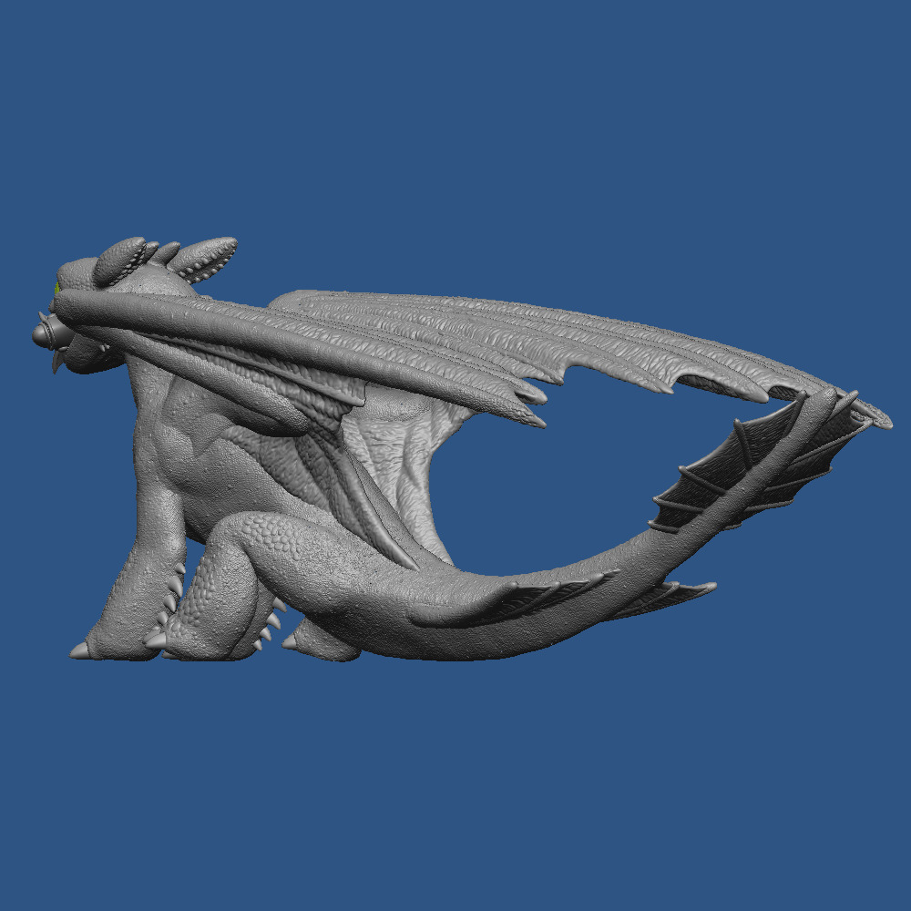 Toothless with Fish 3D print model_12