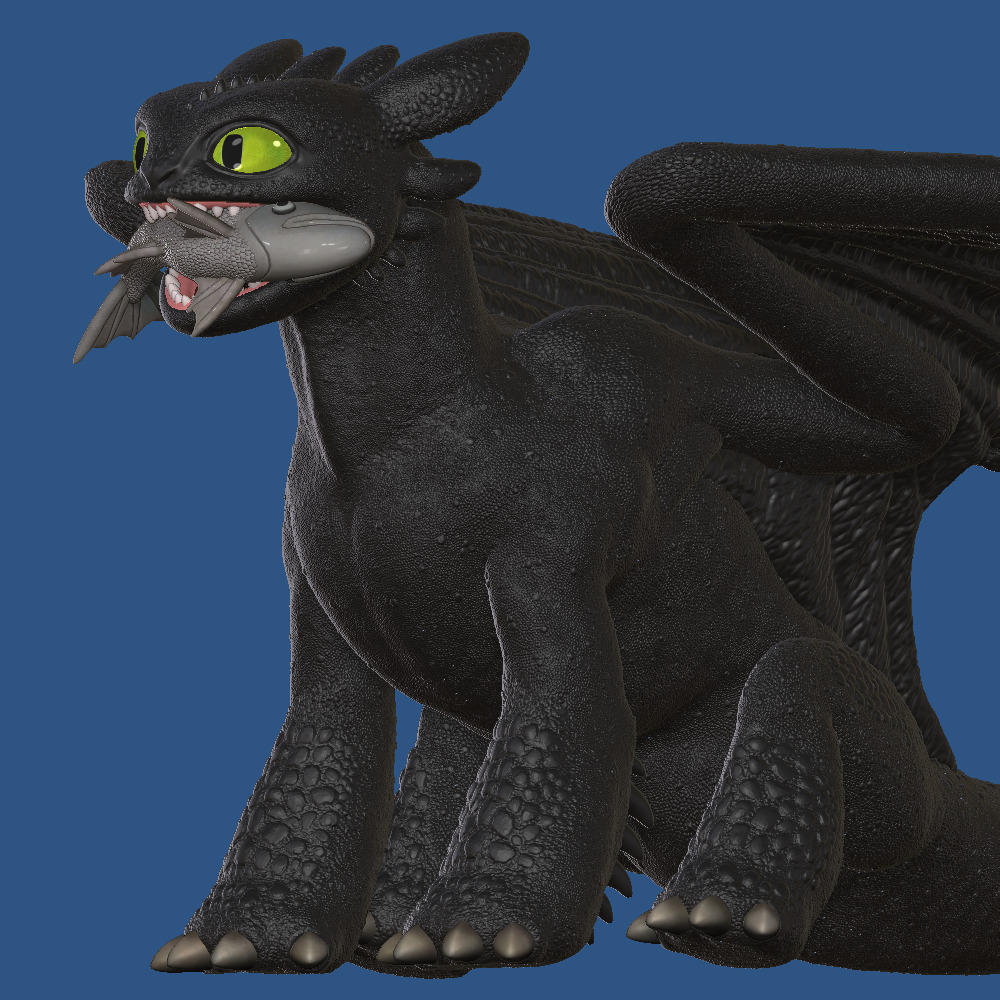 Toothless with Fish 3D print model_8