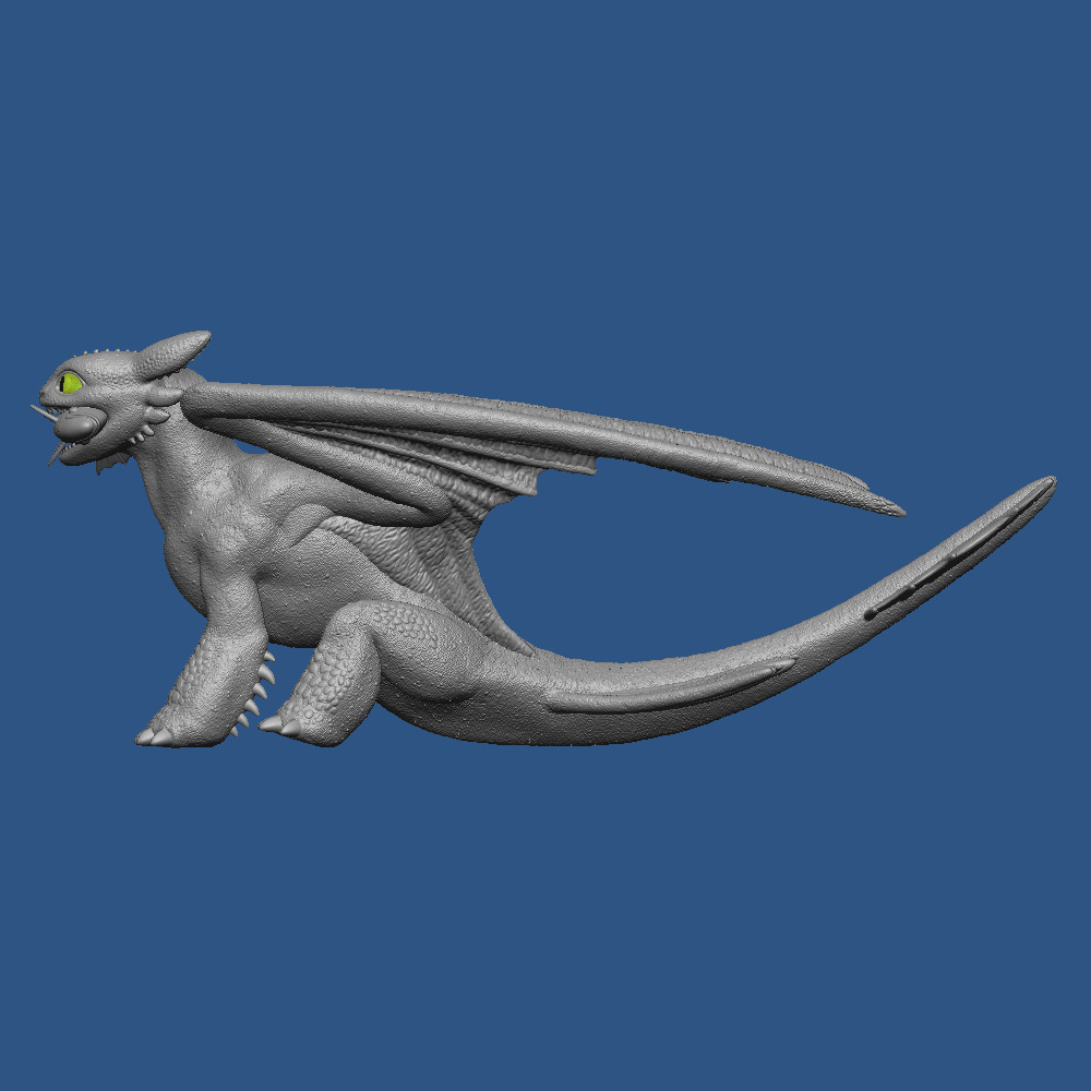 Toothless with Fish 3D print model_11