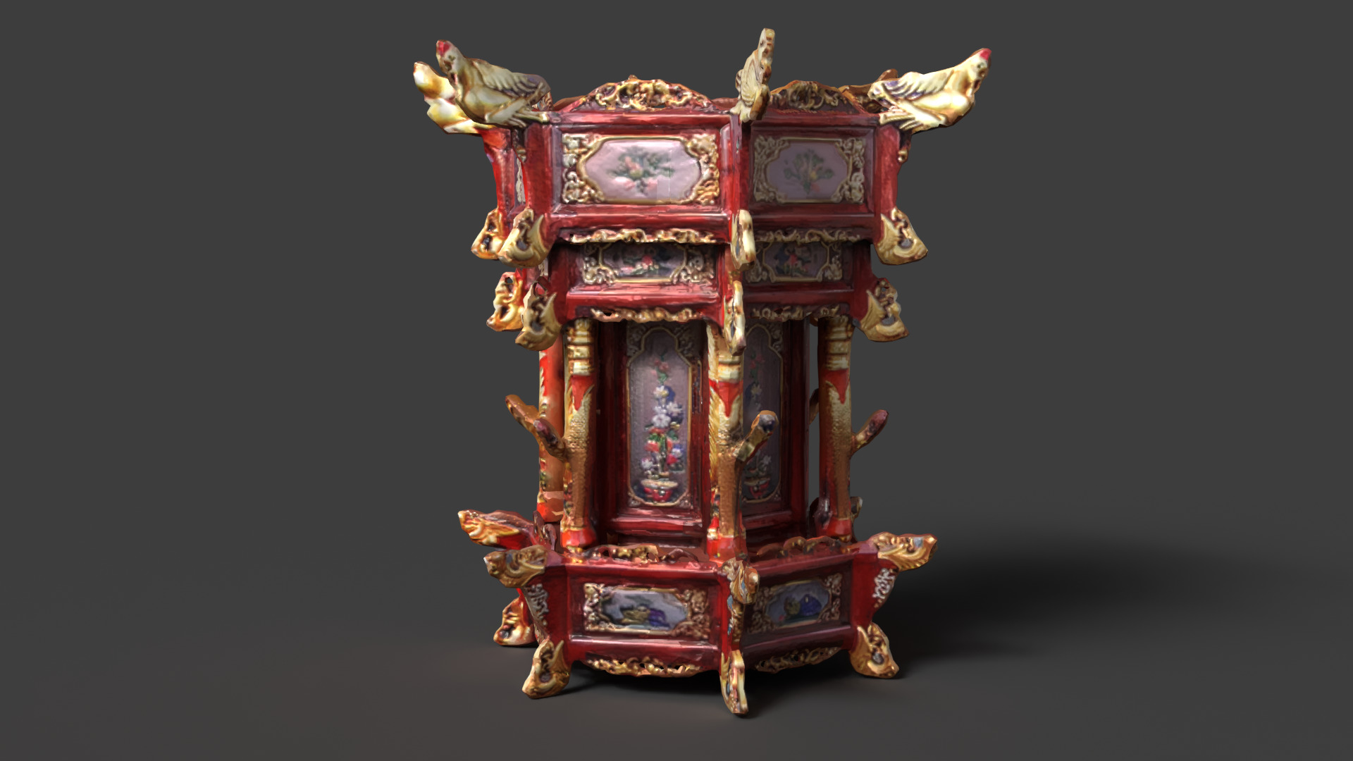 Chinese palace lantern Low-poly 3D model_2