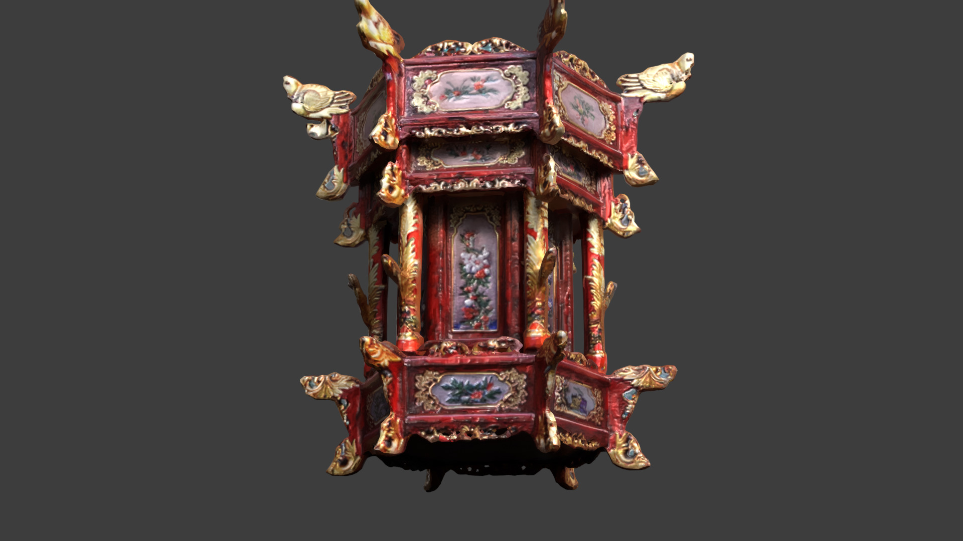 Chinese palace lantern Low-poly 3D model_4