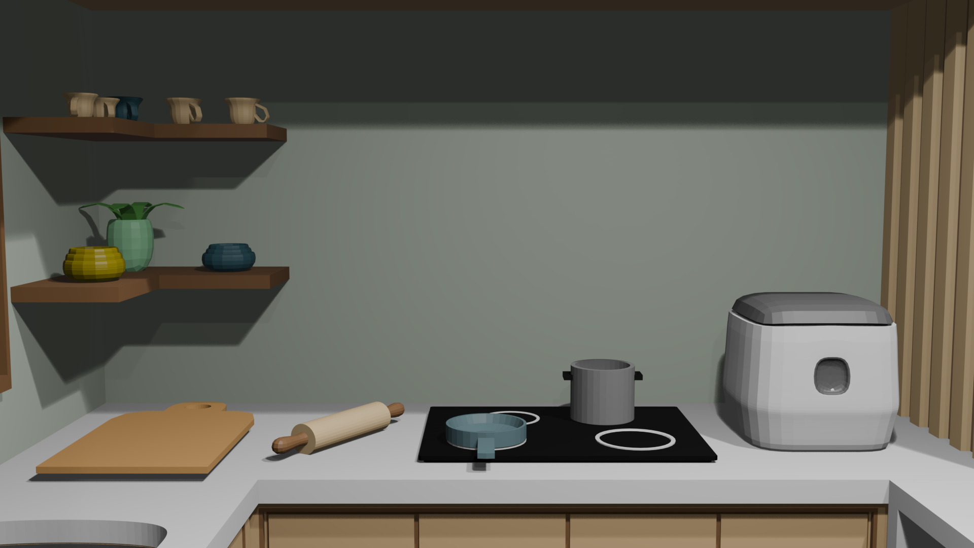 Low Poly Kitchen  Assets Ready for  Architectural Visualization Low-poly 3D model_1