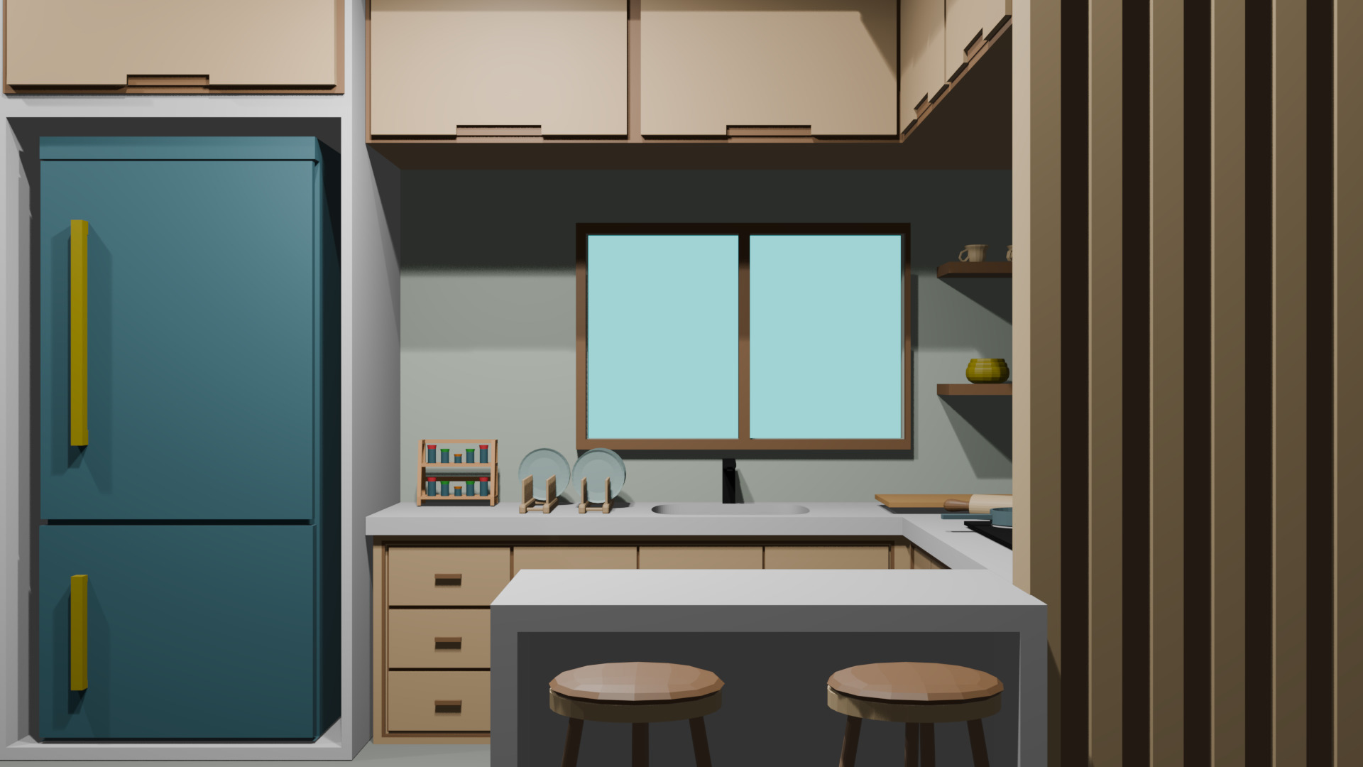 Low Poly Kitchen  Assets Ready for  Architectural Visualization Low-poly 3D model_2
