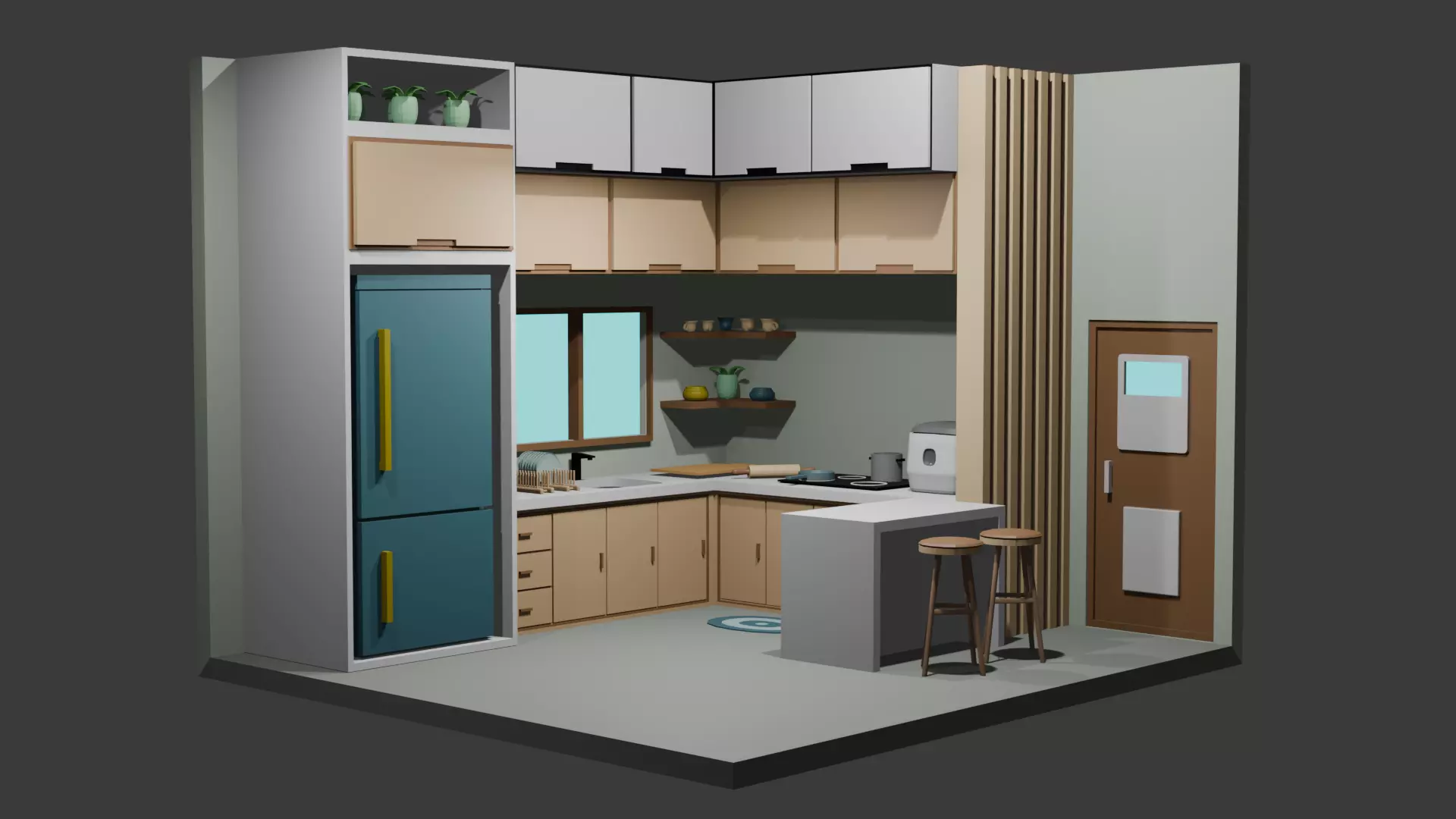 Low Poly Kitchen  Assets Ready for  Architectural Visualization Low-poly 3D model_0