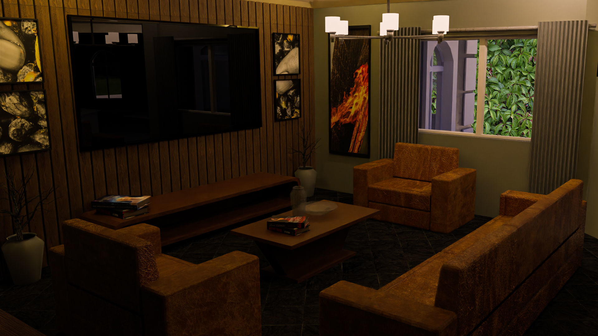 Modern House With Interior for Scenes and Animation Free low-poly 3D model_6