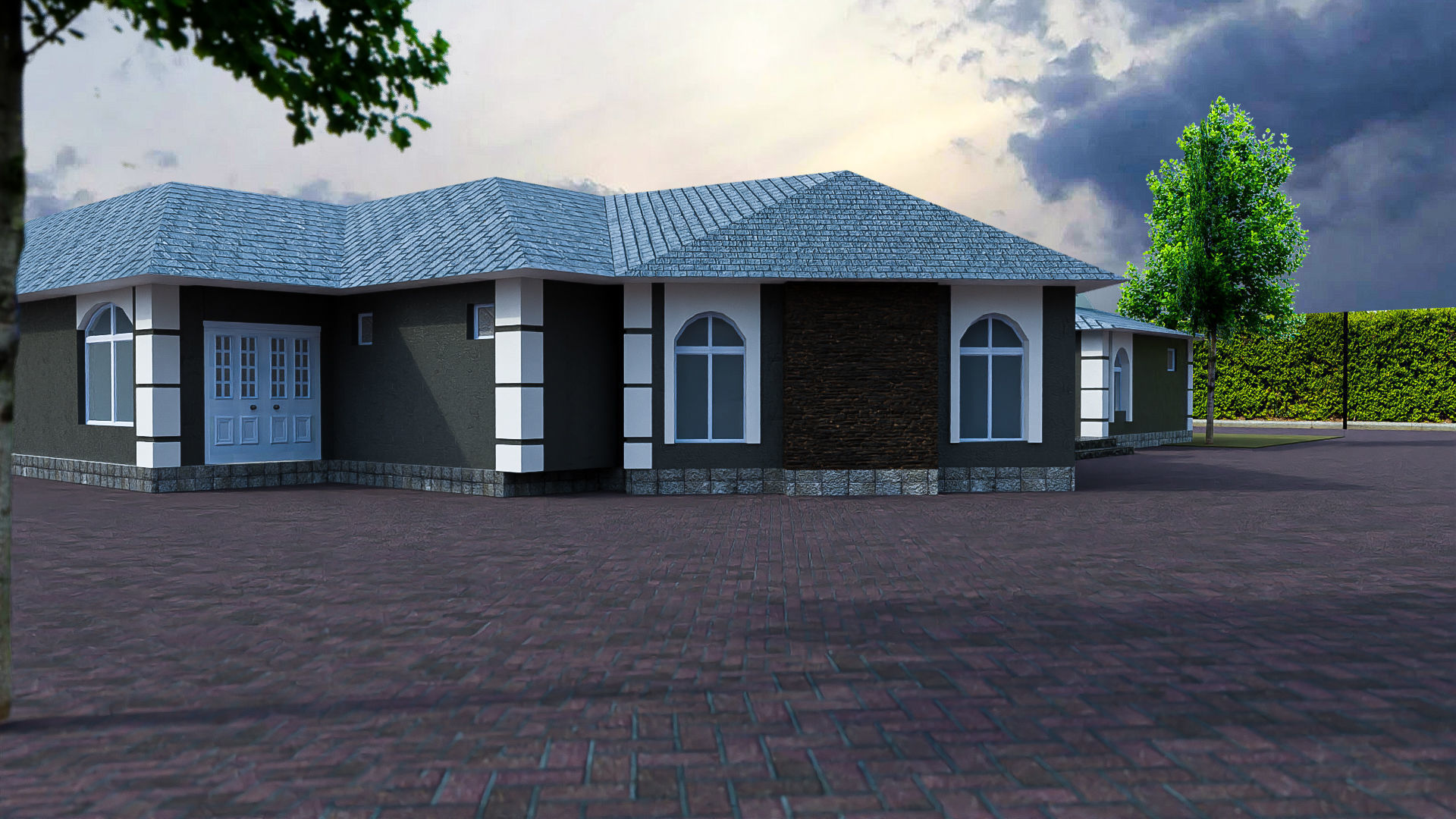 Modern House With Interior for Scenes and Animation Free low-poly 3D model_12