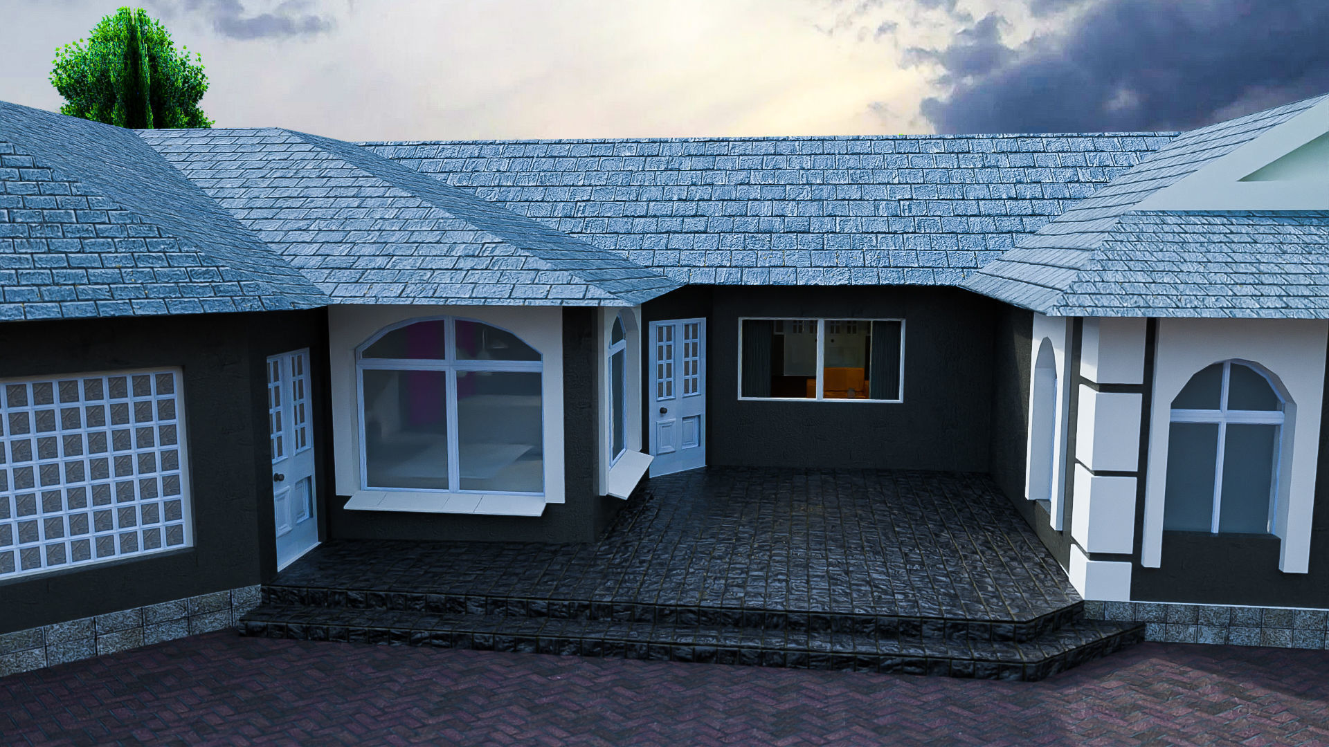 Modern House With Interior for Scenes and Animation Free low-poly 3D model_10