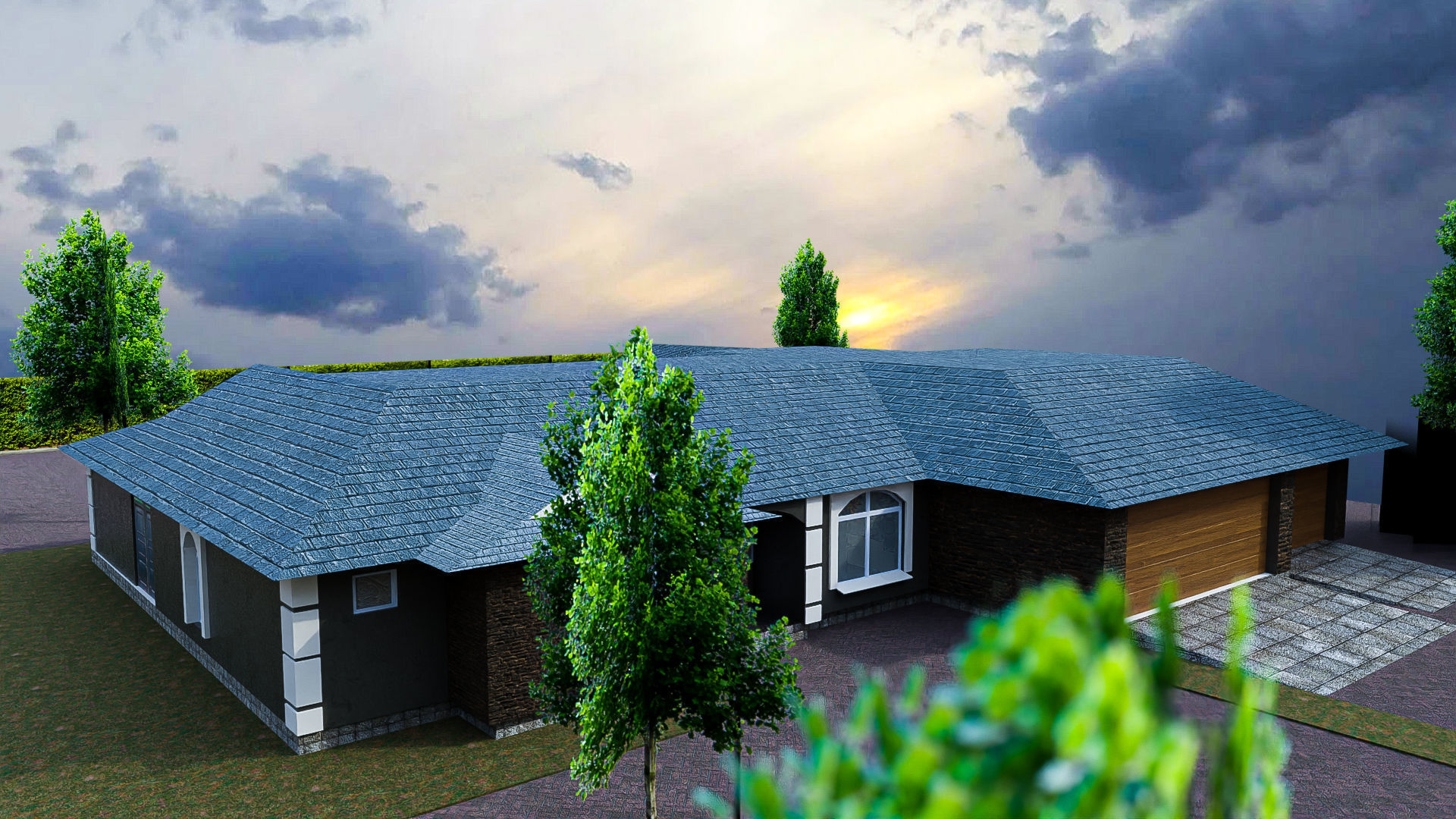 Modern House With Interior for Scenes and Animation Free low-poly 3D model_9