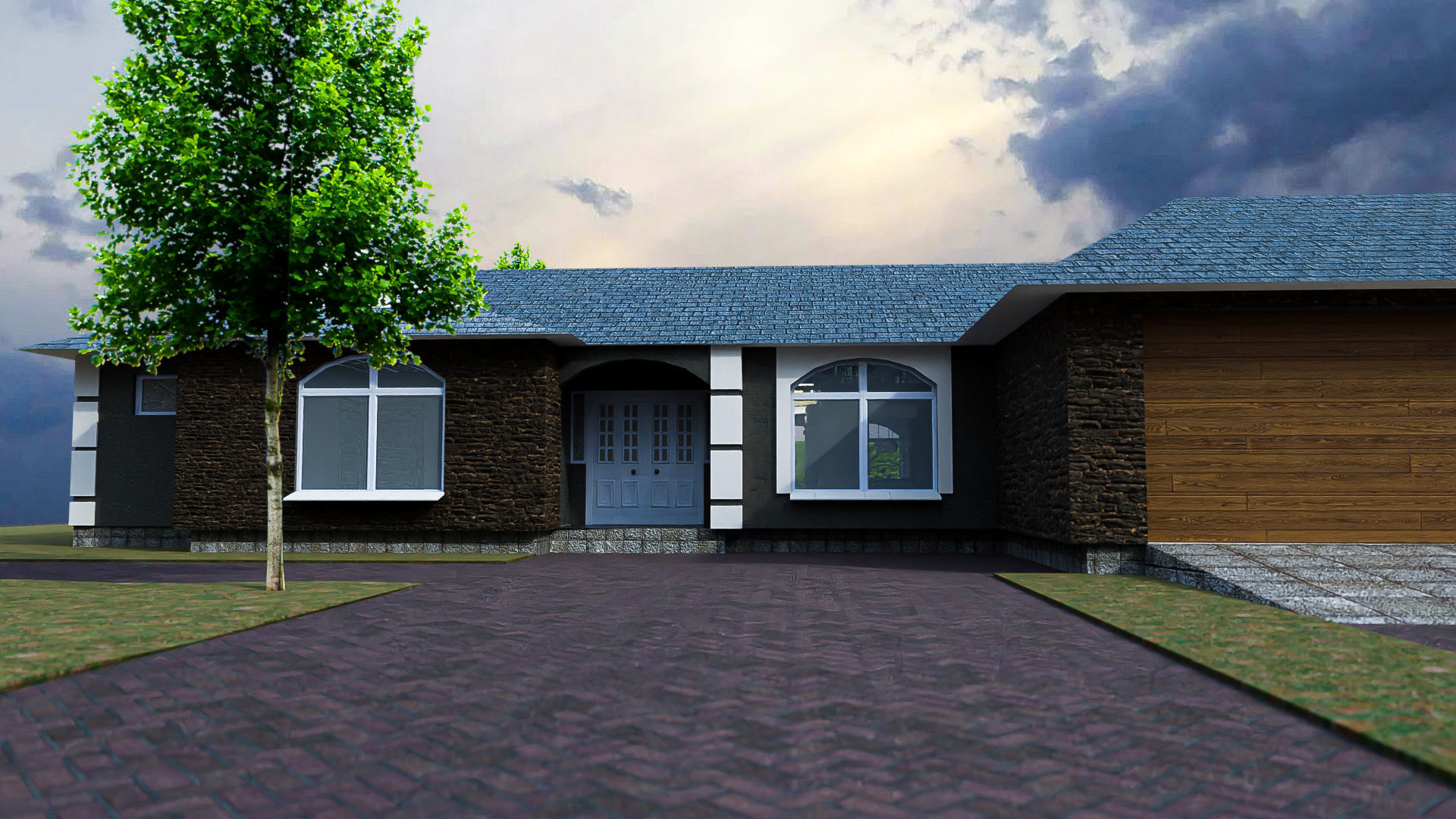 Modern House With Interior for Scenes and Animation Free low-poly 3D model_11