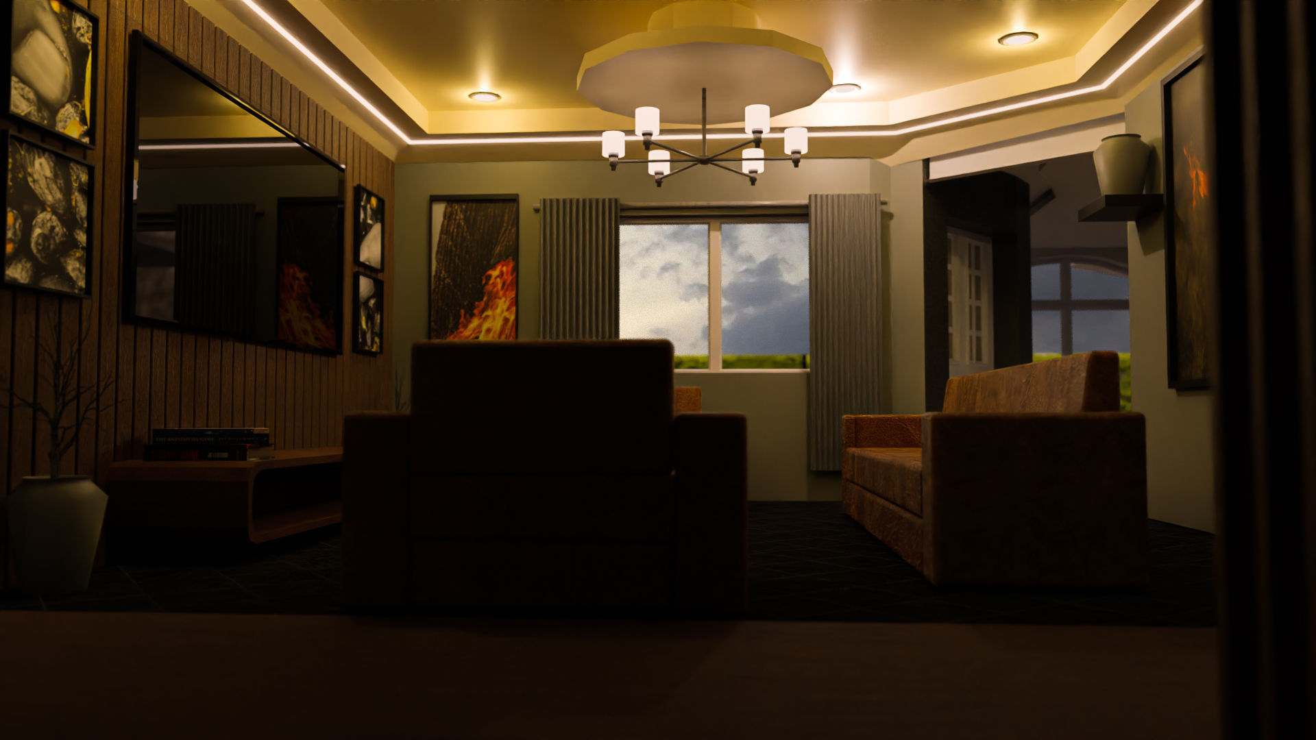 Modern House With Interior for Scenes and Animation Free low-poly 3D model_8