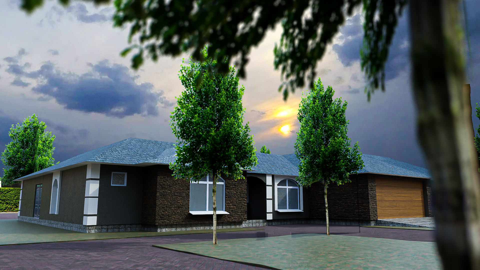 Modern House With Interior for Scenes and Animation Free low-poly 3D model_13