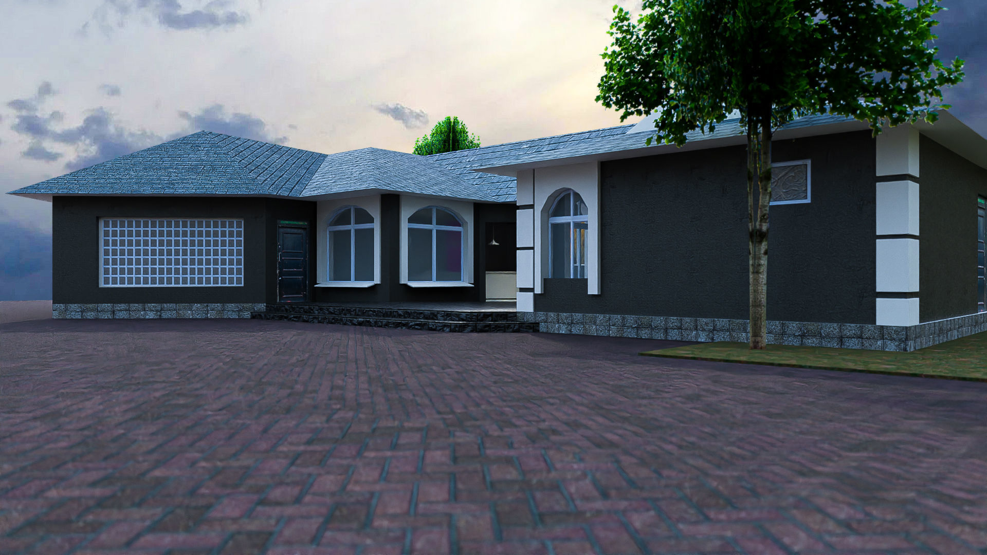 Modern House With Interior for Scenes and Animation Free low-poly 3D model_2