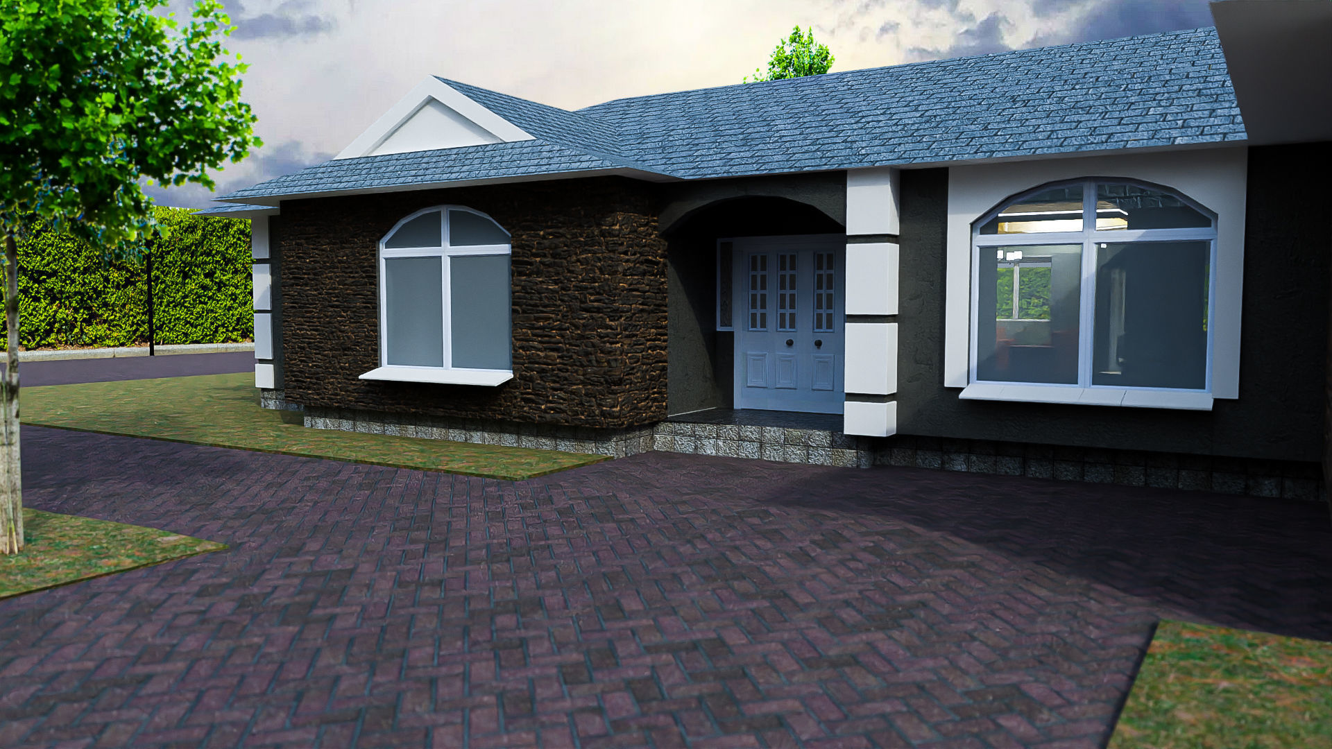 Modern House With Interior for Scenes and Animation Free low-poly 3D model_1