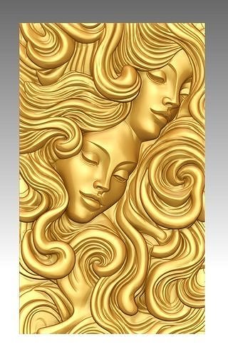 Serenity in Motion  Bas-Relief Sculpture 3D Model 3D print model