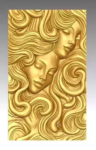 Serenity in Motion  Bas-Relief Sculpture 3D Model