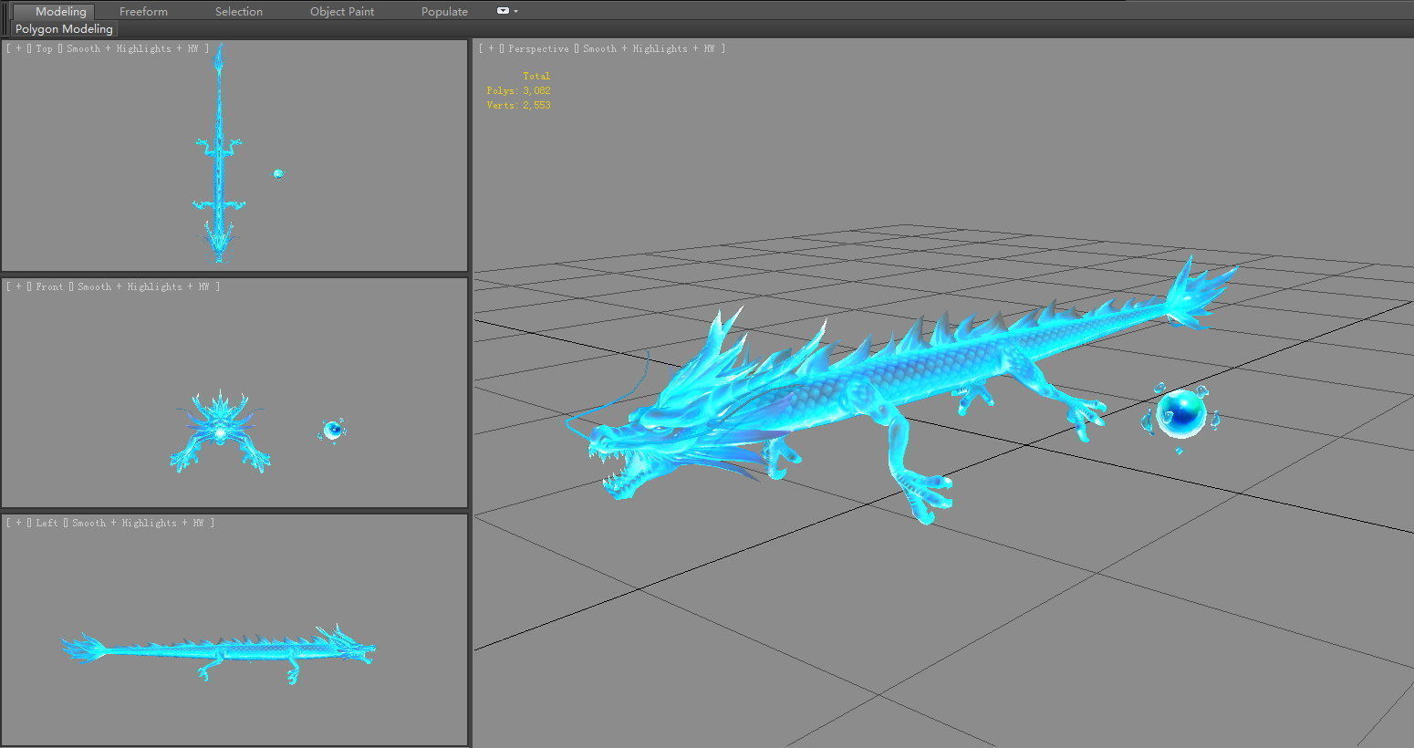 Ice Dragon - Loong - Frost Dragon Low-poly 3D model_5