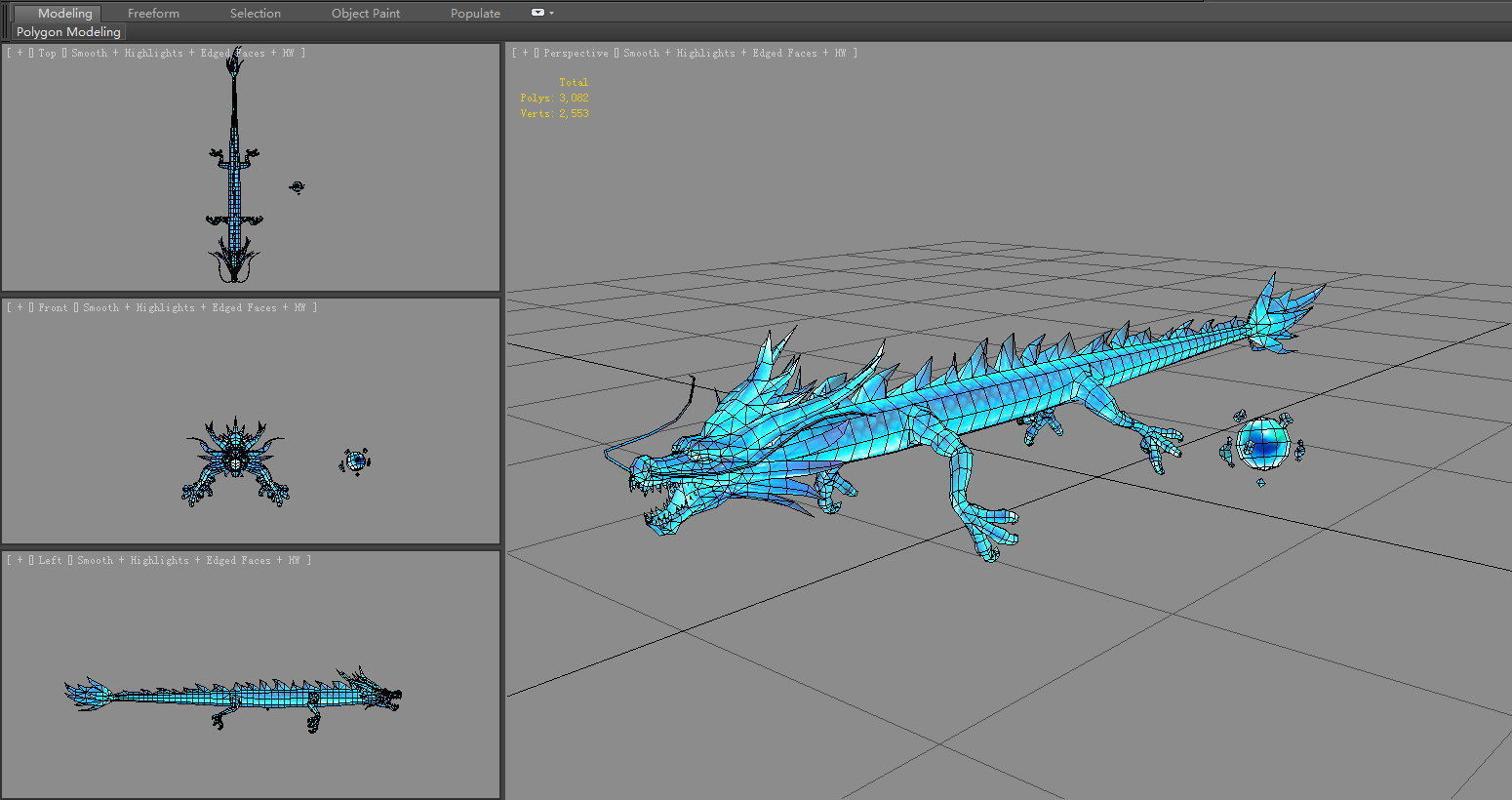 Ice Dragon - Loong - Frost Dragon Low-poly 3D model_6
