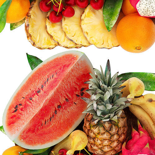 plate of tropical fruits 13 3D model 4