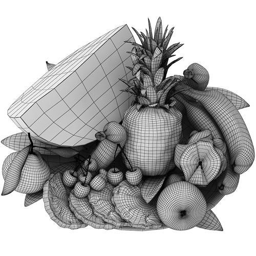 plate of tropical fruits 13 3D model 5