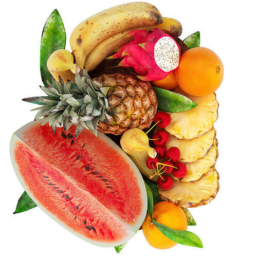plate of tropical fruits 13 3D model 3