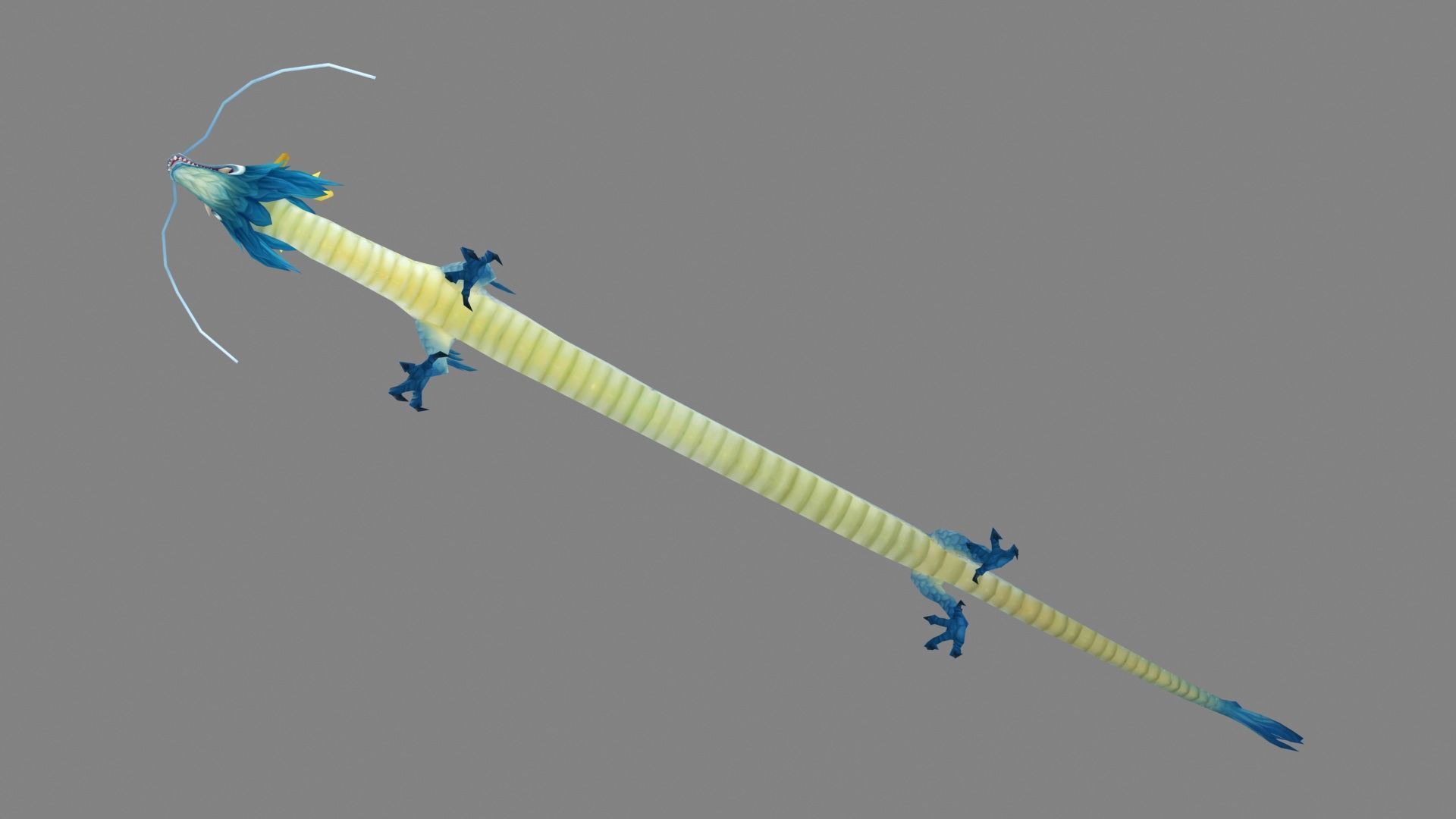 Blue Dragon - Loong Low-poly 3D model_3