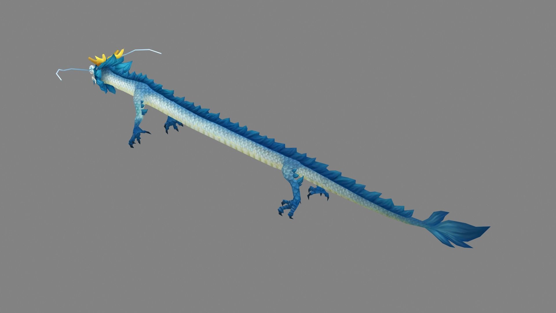 Blue Dragon - Loong Low-poly 3D model_2
