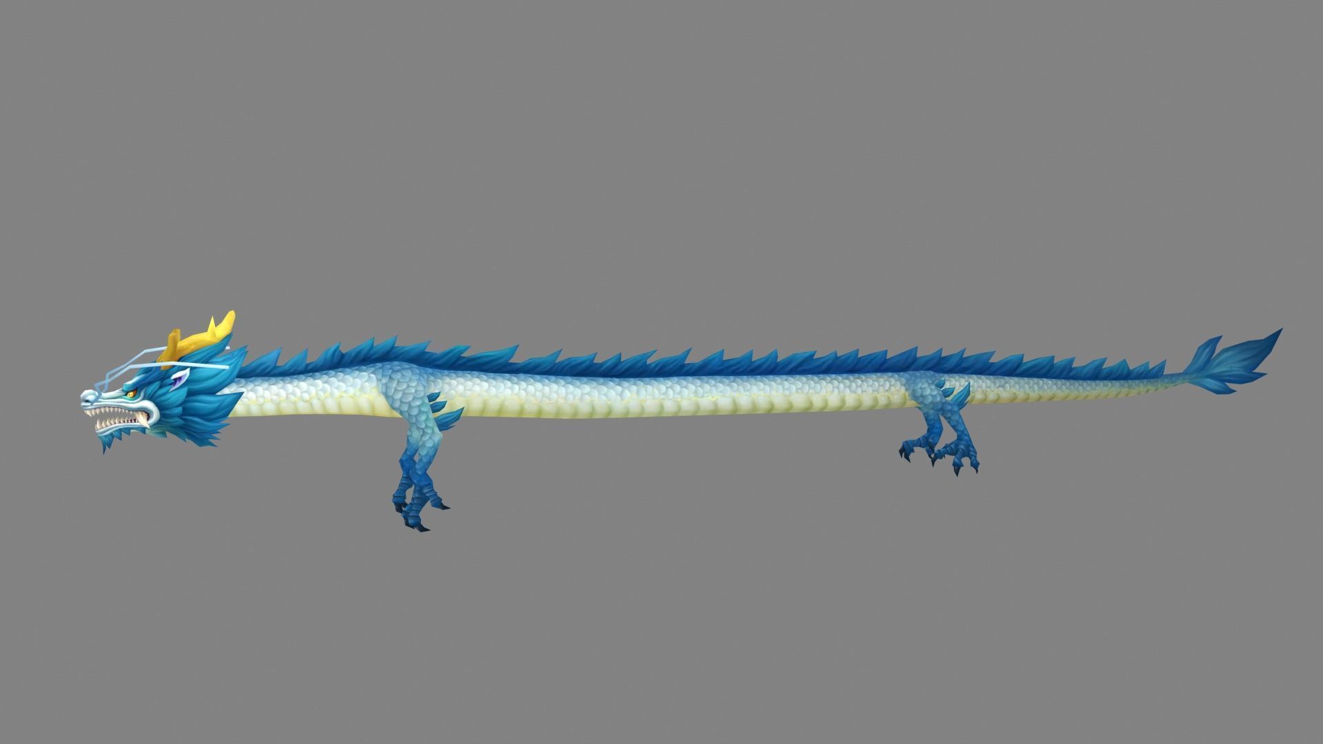 Blue Dragon - Loong Low-poly 3D model_1