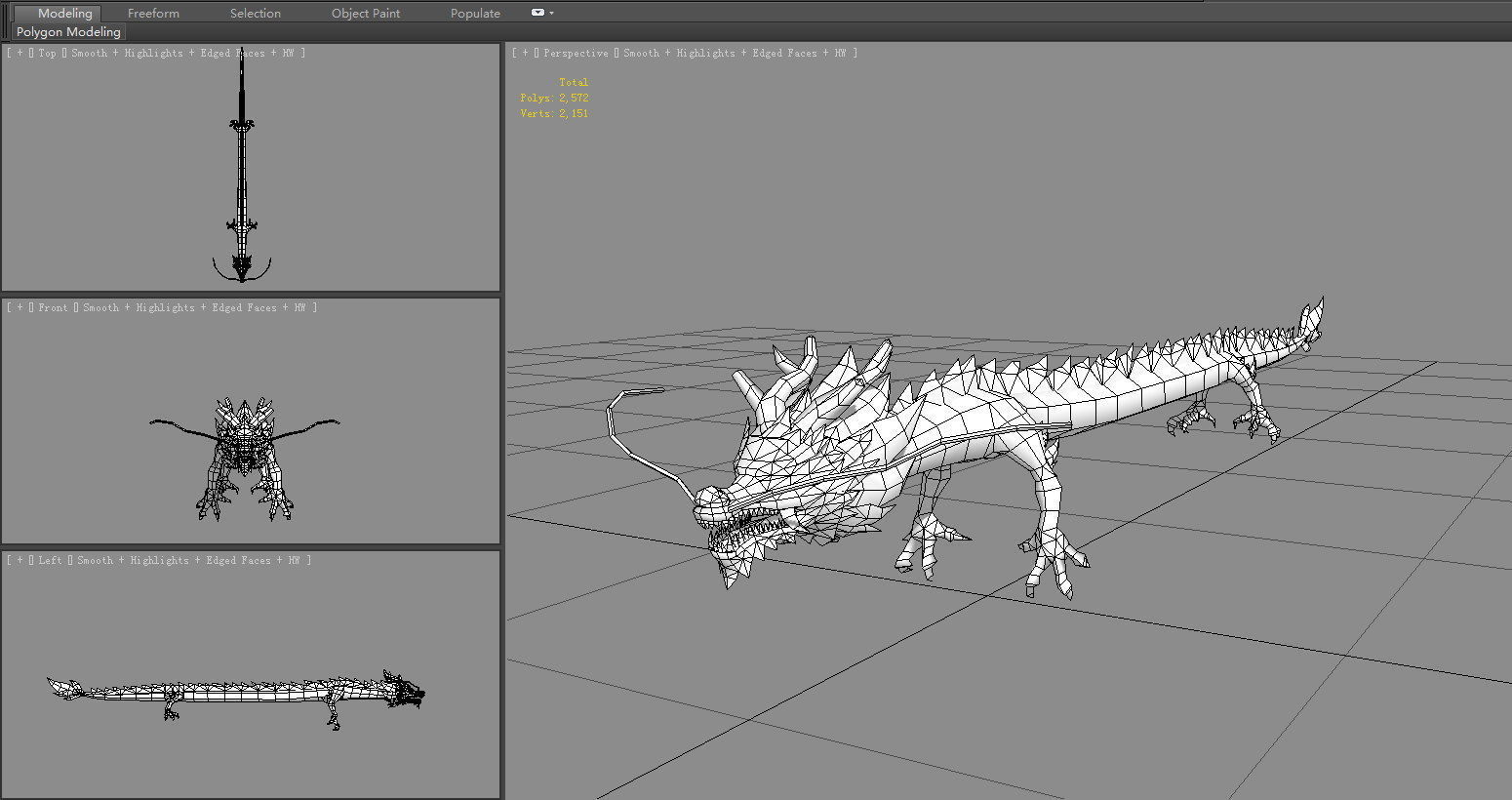 Blue Dragon - Loong Low-poly 3D model_7