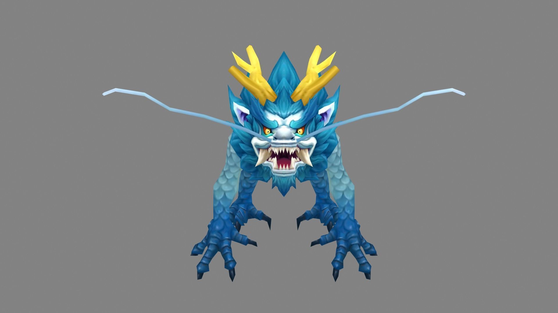 Blue Dragon - Loong Low-poly 3D model_4