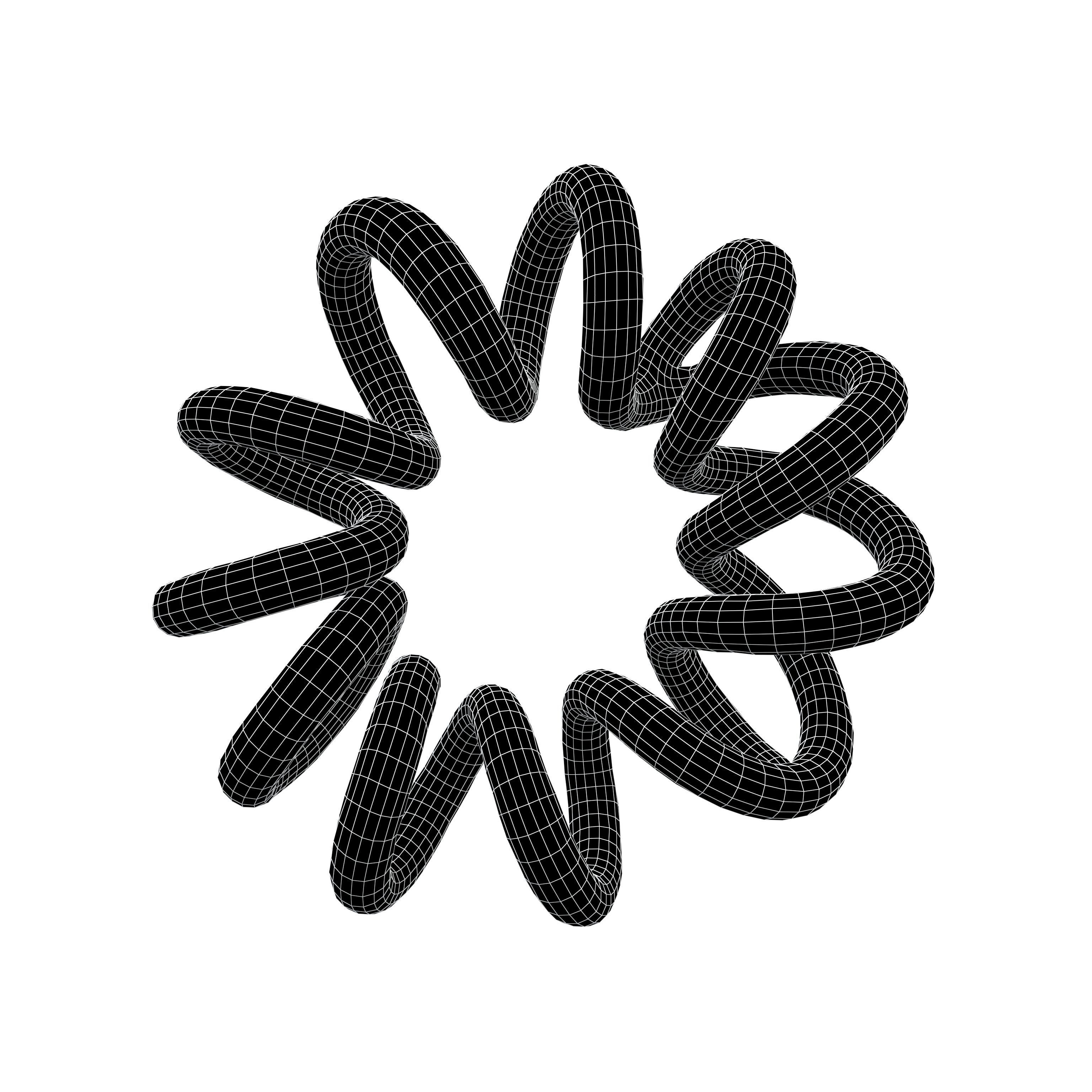 Abstract Coil Shape v1 002 Low-poly 3D model_4