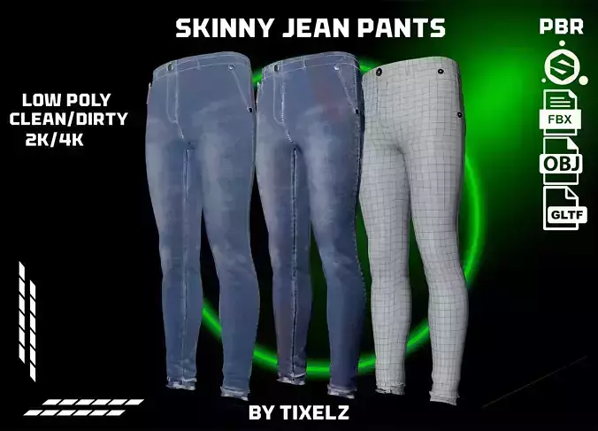 Skinny Jean Trouser Low-poly 3D model