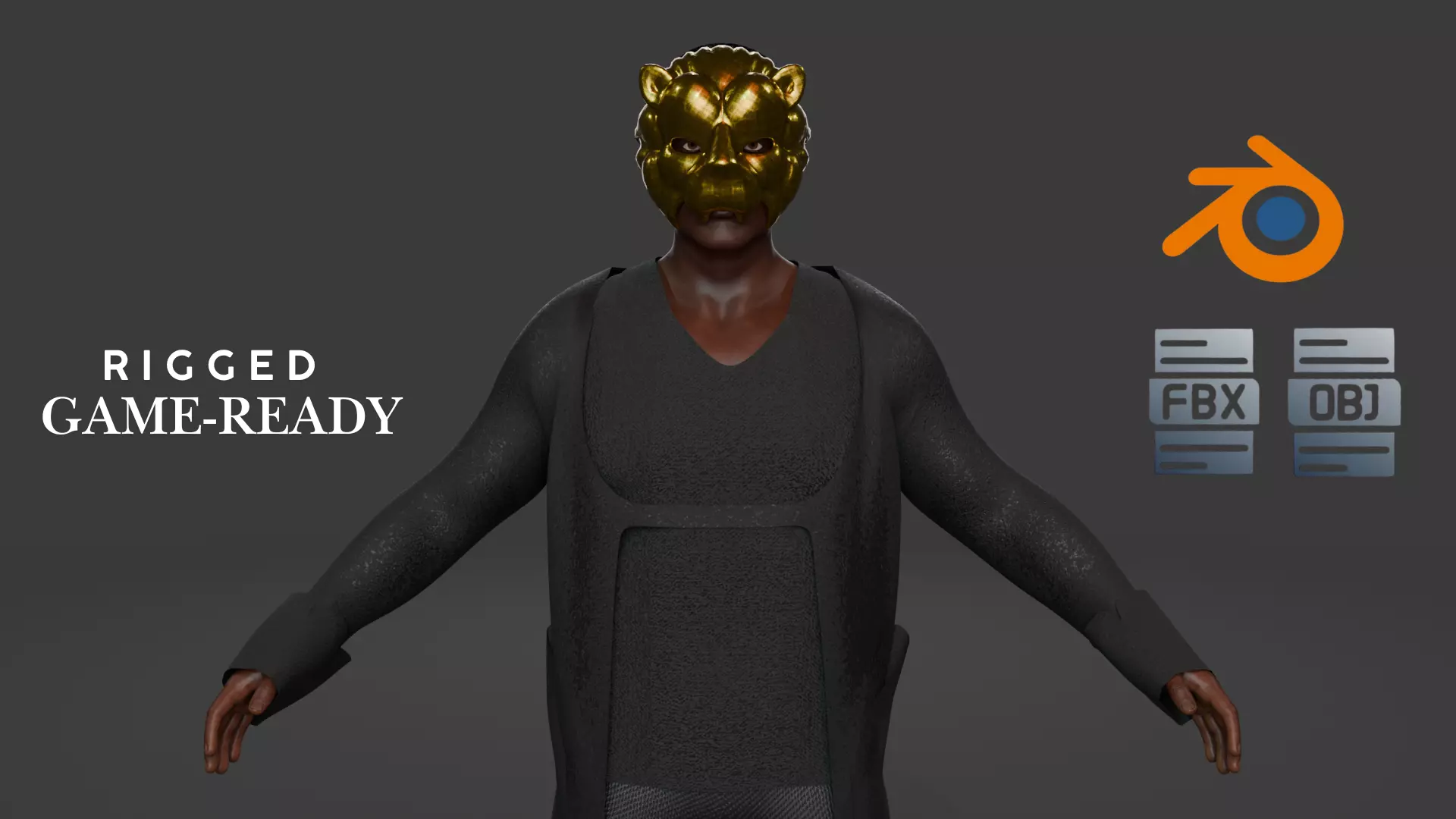 Masked Mafia Boss Character Low-poly 3D model