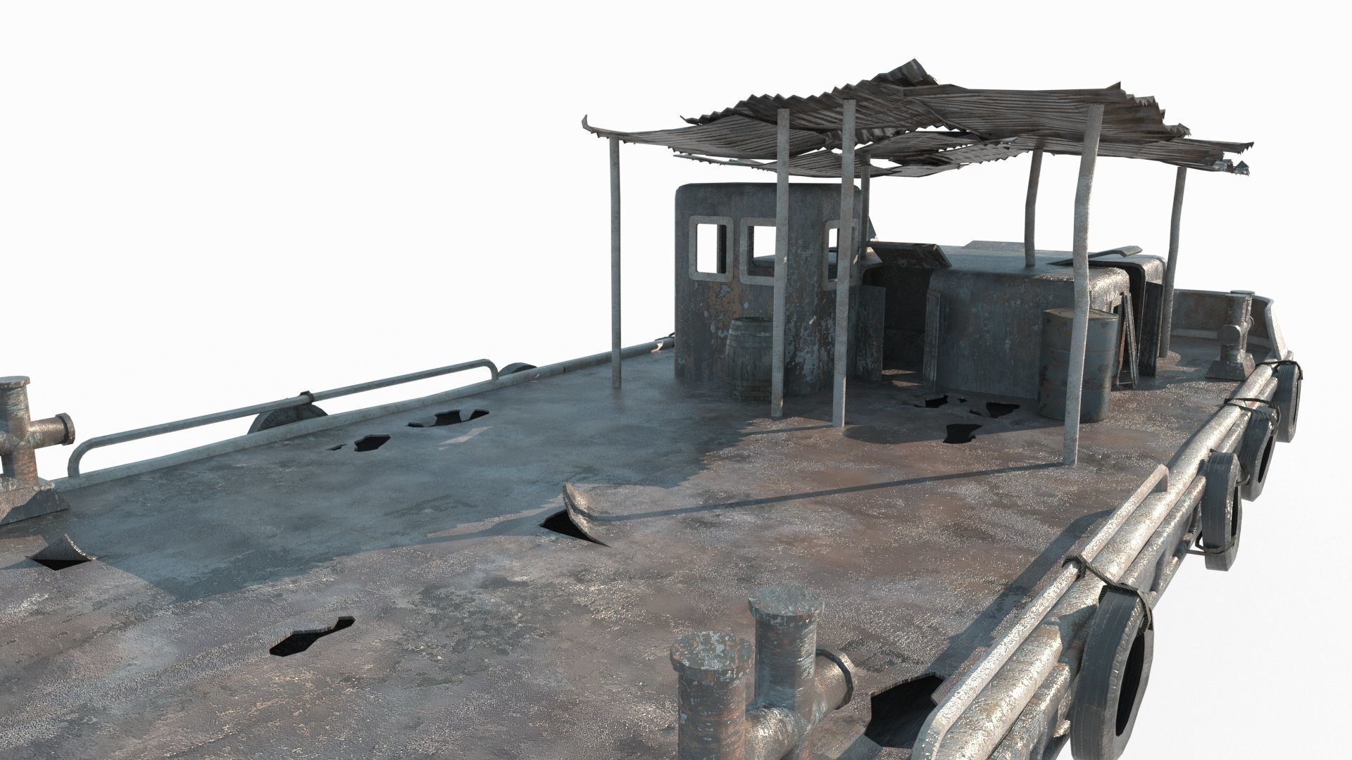 Old water vehicles worn-out transport vessels 3D model_4