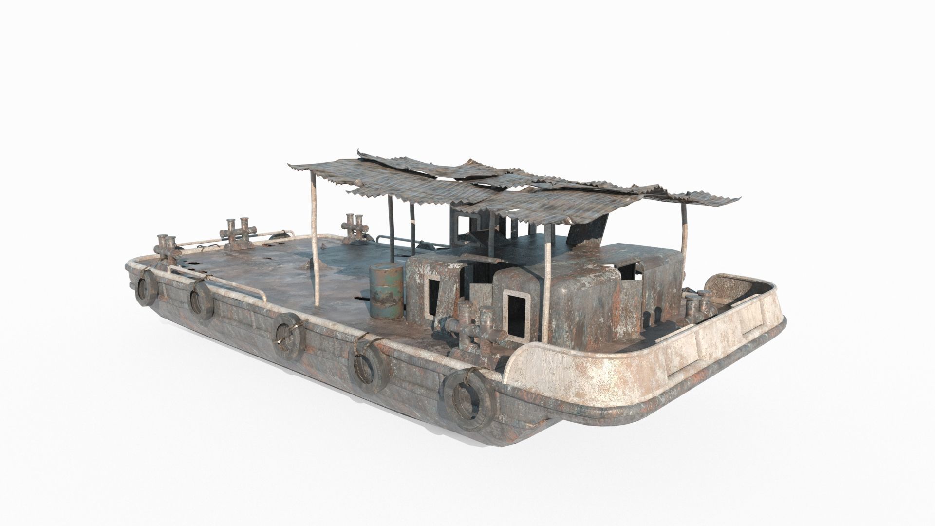 Old water vehicles worn-out transport vessels 3D model_1