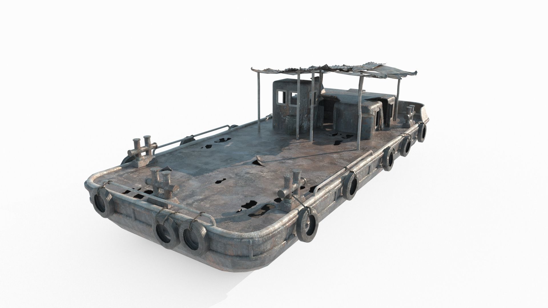 Old water vehicles worn-out transport vessels 3D model_3